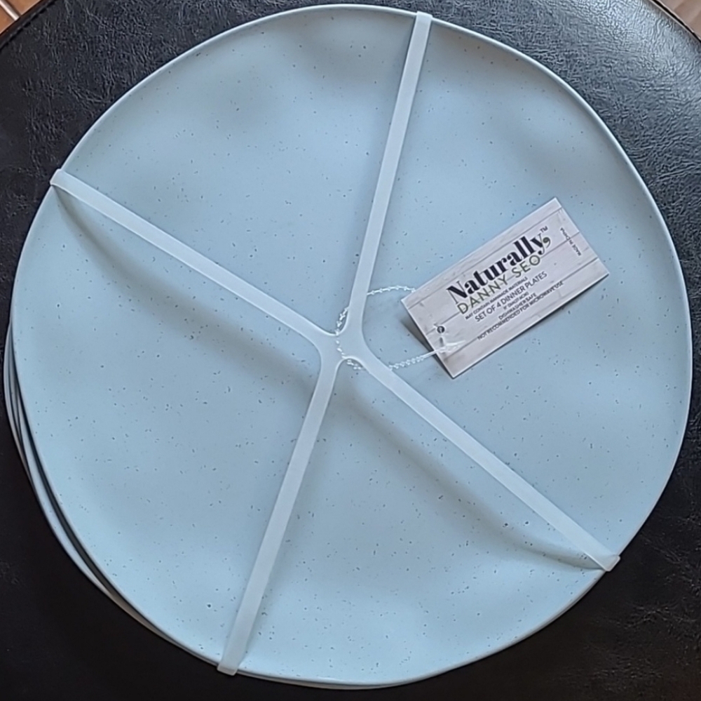 4pc Set Naturally Danny Seo Speckled 10" Blue Melamine Eco Dinner Plates New